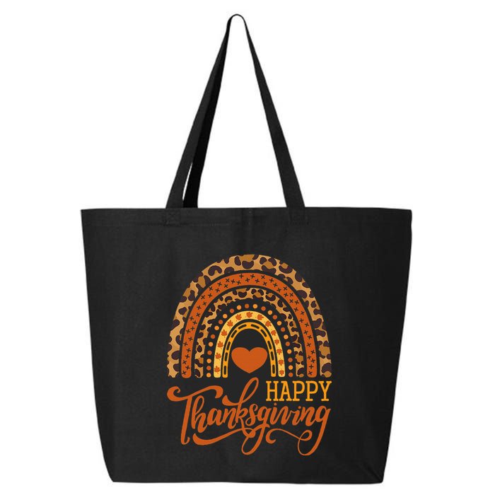 Happy Thanksgiving Boho Rainbow Leopard Fall Autumn 25L Jumbo Tote