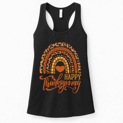 Happy Thanksgiving Boho Rainbow Leopard Fall Autumn Womens Tank Top
