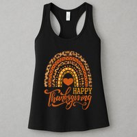 Happy Thanksgiving Boho Rainbow Leopard Fall Autumn Womens Tank Top