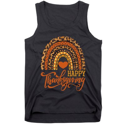 Happy Thanksgiving Boho Rainbow Leopard Fall Autumn Tank Top