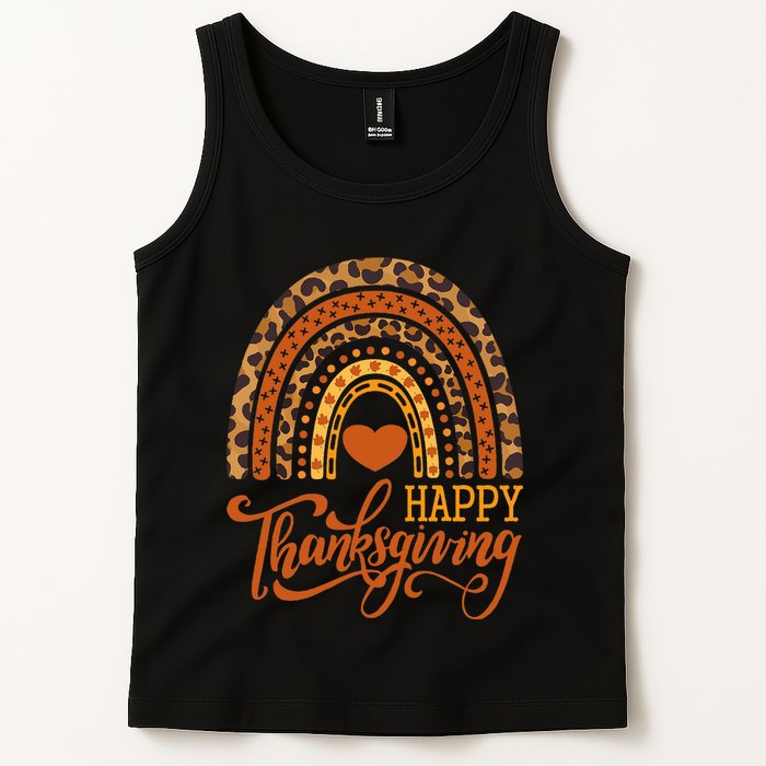 Happy Thanksgiving Boho Rainbow Leopard Fall Autumn Tank Top