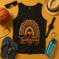 Happy Thanksgiving Boho Rainbow Leopard Fall Autumn Tank Top