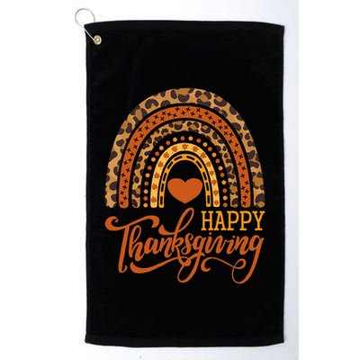 Happy Thanksgiving Boho Rainbow Leopard Fall Autumn Golf Towel