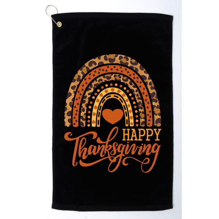 Happy Thanksgiving Boho Rainbow Leopard Fall Autumn Golf Towel