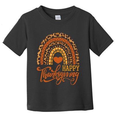 Happy Thanksgiving Boho Rainbow Leopard Fall Autumn Toddler T-Shirt