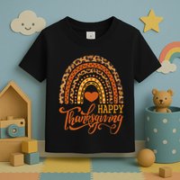 Happy Thanksgiving Boho Rainbow Leopard Fall Autumn Toddler T-Shirt