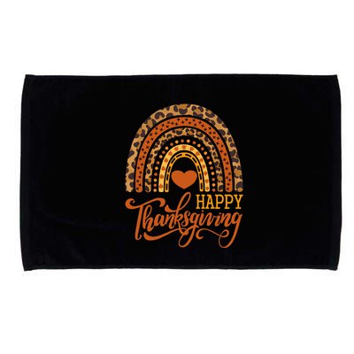 Happy Thanksgiving Boho Rainbow Leopard Fall Autumn Microfiber Hand Towel