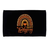 Happy Thanksgiving Boho Rainbow Leopard Fall Autumn Microfiber Hand Towel