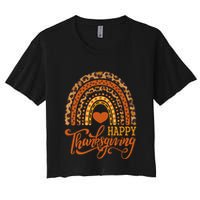 Happy Thanksgiving Boho Rainbow Leopard Fall Autumn Crop Top