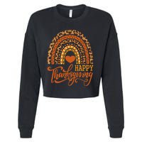 Happy Thanksgiving Boho Rainbow Leopard Fall Autumn Cropped Pullover Crew
