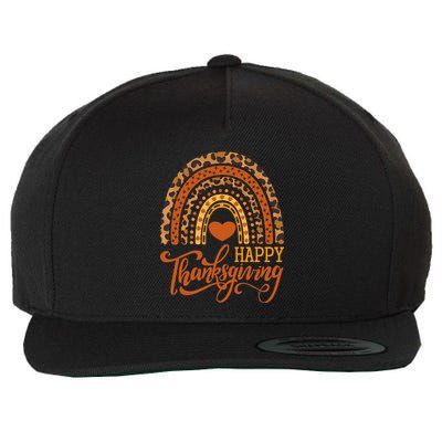 Happy Thanksgiving Boho Rainbow Leopard Fall Autumn Wool Snapback Cap