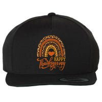 Happy Thanksgiving Boho Rainbow Leopard Fall Autumn Wool Snapback Cap