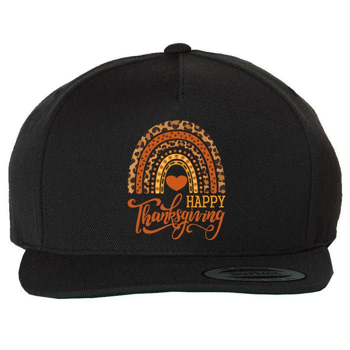 Happy Thanksgiving Boho Rainbow Leopard Fall Autumn Wool Snapback Cap