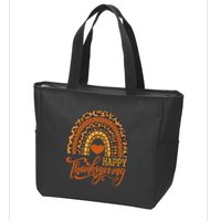 Happy Thanksgiving Boho Rainbow Leopard Fall Autumn Zip Tote Bag
