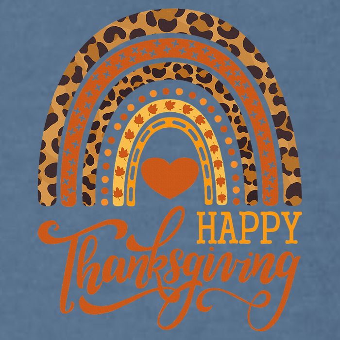 Happy Thanksgiving Boho Rainbow Leopard Fall Autumn Garment-Dyed Sweatshirt