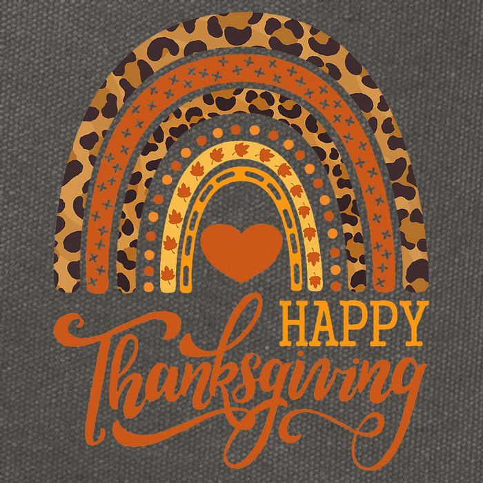 Happy Thanksgiving Boho Rainbow Leopard Fall Autumn Cotton Canvas Backpack