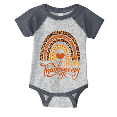 Happy Thanksgiving Boho Rainbow Leopard Fall Autumn Infant Baby Jersey Bodysuit