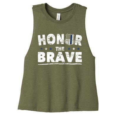 Honor The Brave For Cops Police Officer And Police Gift Women's Racerback Cropped Tank