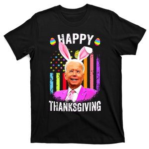 Happy Thanksgiving Bunny Joe Biden American Flag Easter Day T-Shirt