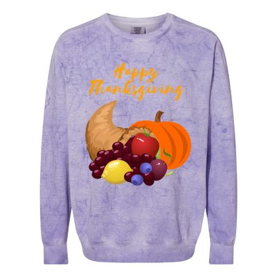 Happy Thanksgiving Cornucopia Design Colorblast Crewneck Sweatshirt