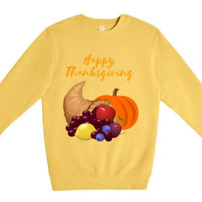 Happy Thanksgiving Cornucopia Design Premium Crewneck Sweatshirt