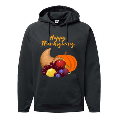 Happy Thanksgiving Cornucopia Design Performance Fleece Hoodie