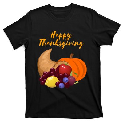 Happy Thanksgiving Cornucopia Design T-Shirt