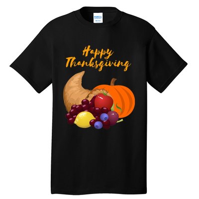 Happy Thanksgiving Cornucopia Design Tall T-Shirt