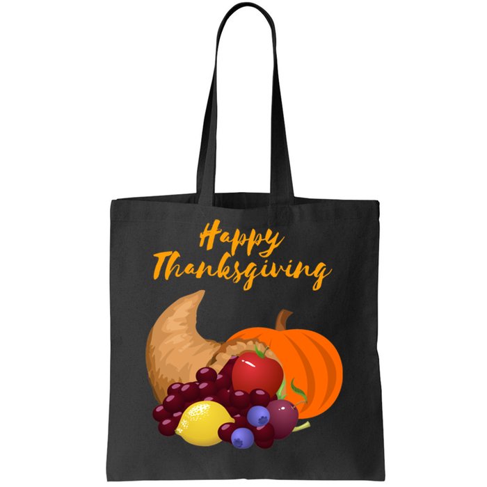 Happy Thanksgiving Cornucopia Design Tote Bag