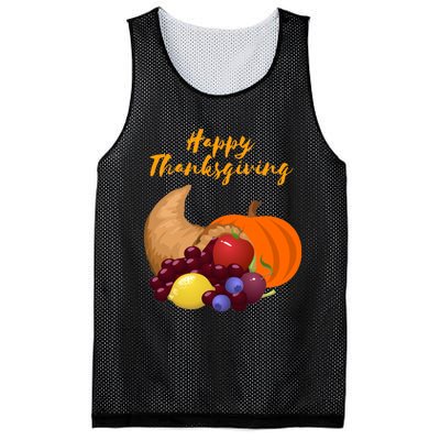 Happy Thanksgiving Cornucopia Design Mesh Reversible Basketball Jersey Tank