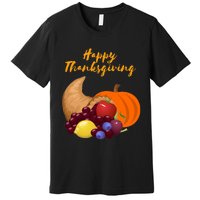 Happy Thanksgiving Cornucopia Design Premium T-Shirt