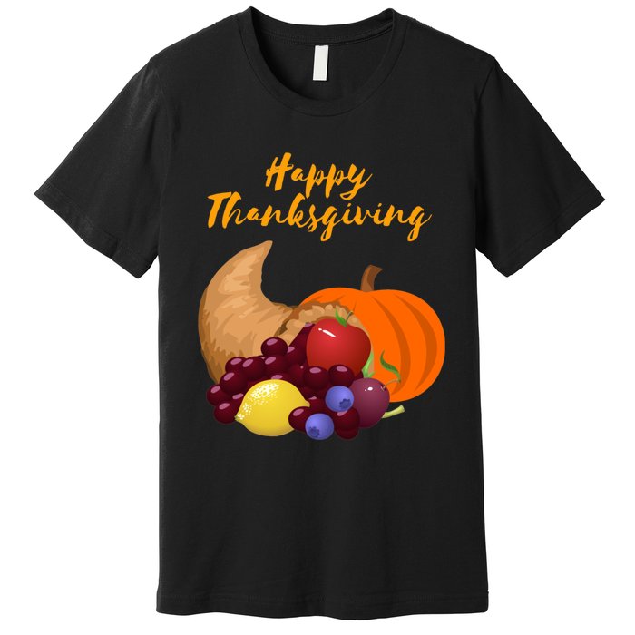 Happy Thanksgiving Cornucopia Design Premium T-Shirt