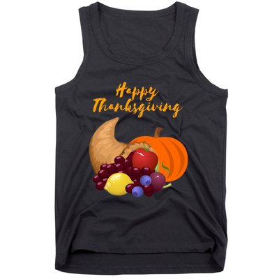 Happy Thanksgiving Cornucopia Design Tank Top