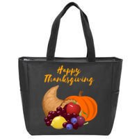 Happy Thanksgiving Cornucopia Design Zip Tote Bag