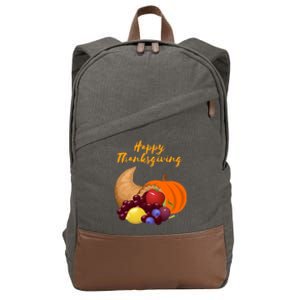 Happy Thanksgiving Cornucopia Design Cotton Canvas Backpack