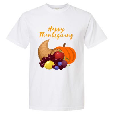 Happy Thanksgiving Cornucopia Design Garment-Dyed Heavyweight T-Shirt