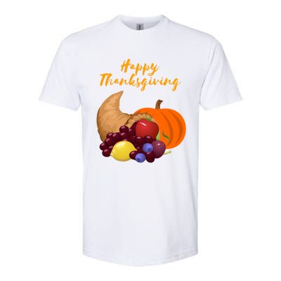 Happy Thanksgiving Cornucopia Design Softstyle CVC T-Shirt