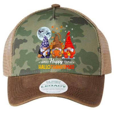 Halloween Thanksgiving Christmas Happy Hallothanksmas Gnomes Funny Gift Legacy Tie Dye Trucker Hat