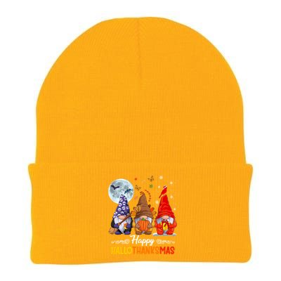 Halloween Thanksgiving Christmas Happy Hallothanksmas Gnomes Funny Gift Knit Cap Winter Beanie