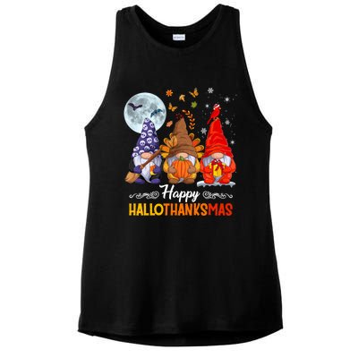 Halloween Thanksgiving Christmas Happy Hallothanksmas Gnomes Funny Gift Ladies PosiCharge Tri-Blend Wicking Tank