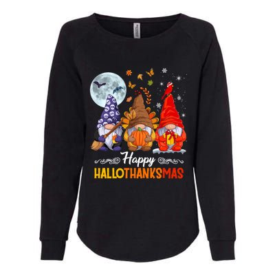 Halloween Thanksgiving Christmas Happy Hallothanksmas Gnomes Funny Gift Womens California Wash Sweatshirt