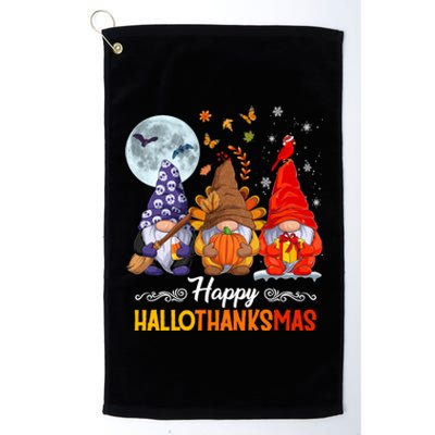 Halloween Thanksgiving Christmas Happy Hallothanksmas Gnomes Funny Gift Platinum Collection Golf Towel