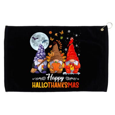 Halloween Thanksgiving Christmas Happy Hallothanksmas Gnomes Funny Gift Grommeted Golf Towel