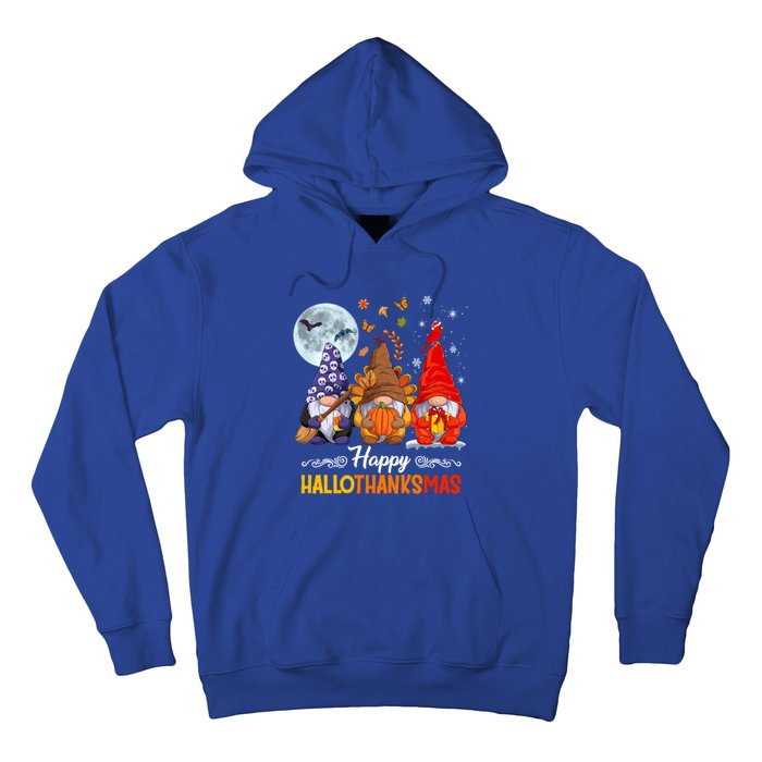 Halloween Thanksgiving Christmas Happy Hallothanksmas Gnomes Funny Gift Hoodie