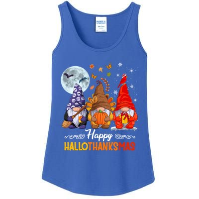 Halloween Thanksgiving Christmas Happy Hallothanksmas Gnomes Funny Gift Ladies Essential Tank