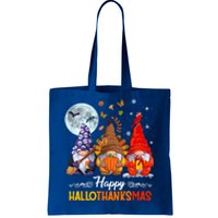 Halloween Thanksgiving Christmas Happy Hallothanksmas Gnomes Funny Gift Tote Bag