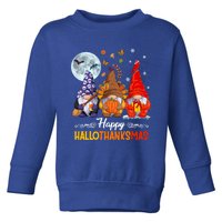 Halloween Thanksgiving Christmas Happy Hallothanksmas Gnomes Funny Gift Toddler Sweatshirt