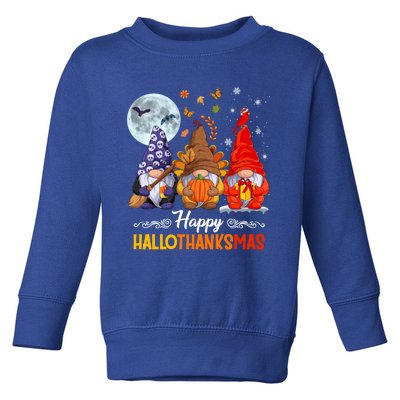 Halloween Thanksgiving Christmas Happy Hallothanksmas Gnomes Funny Gift Toddler Sweatshirt