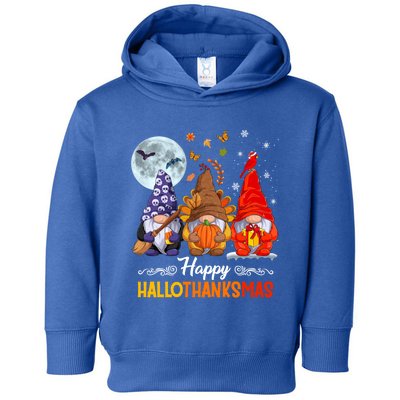 Halloween Thanksgiving Christmas Happy Hallothanksmas Gnomes Funny Gift Toddler Hoodie