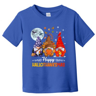 Halloween Thanksgiving Christmas Happy Hallothanksmas Gnomes Funny Gift Toddler T-Shirt